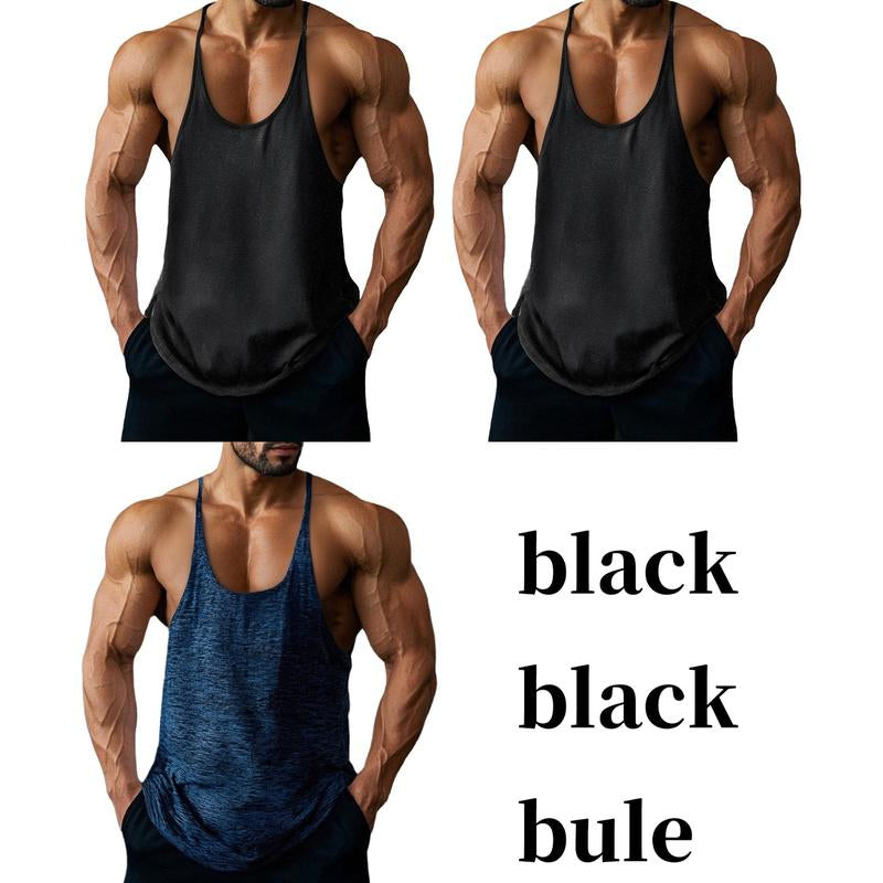 Lehmanlin Men'S Bodybuilding Vest Fitness Gym Shirt Y-Back Muscle Fitness Sports Stretch Quick-Drying Top (3 Pack) Athletic Wear Sleeveless Design Fathersdaygift Workout