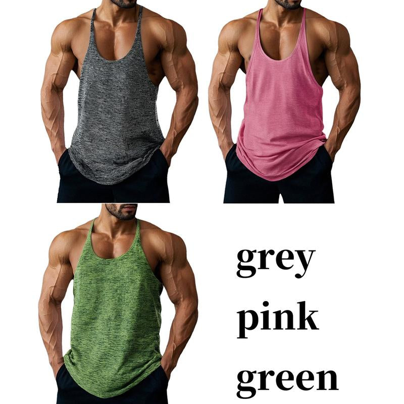 Lehmanlin Men'S Bodybuilding Vest Fitness Gym Shirt Y-Back Muscle Fitness Sports Stretch Quick-Drying Top (3 Pack) Athletic Wear Sleeveless Design Fathersdaygift Workout