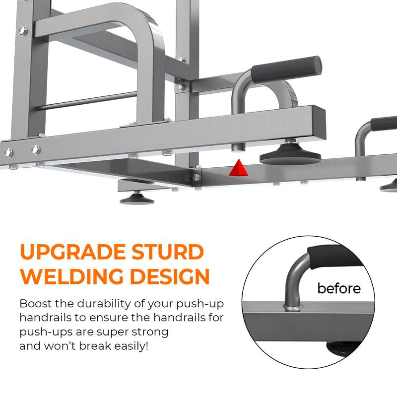 Relifesports Adjustable Power Tower Workout Station Dip Station Pull up Leg Press for Home Gym Strength Training Fitness Equipment 450LBS