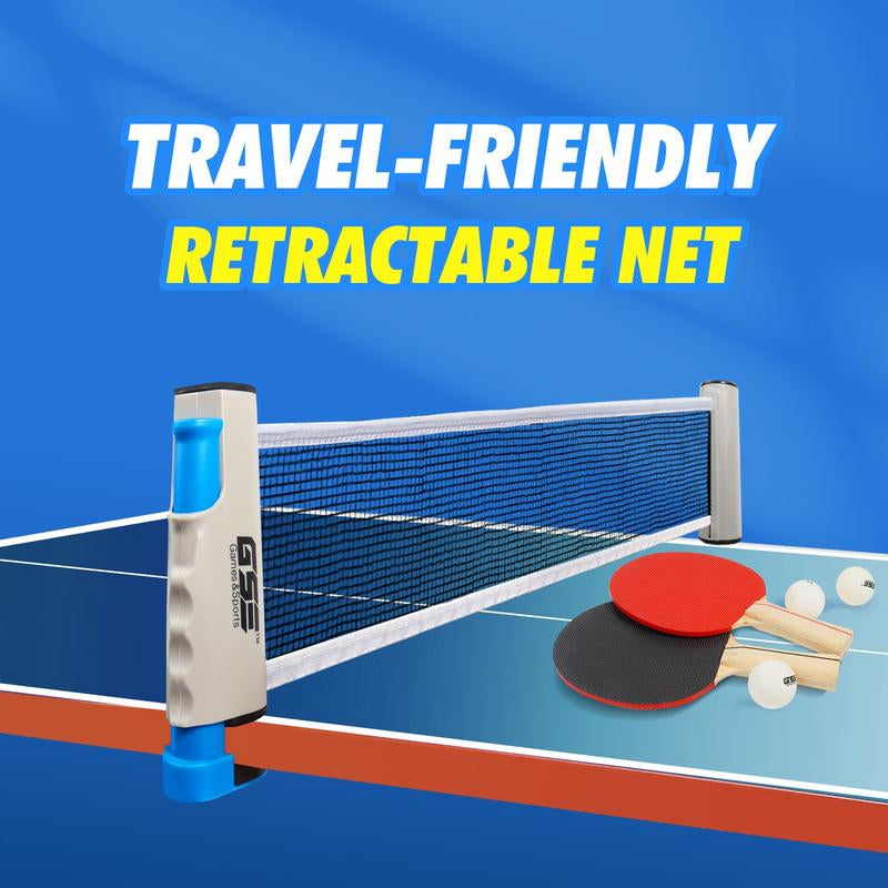 Adjustable Retractable Ping Pong Net & Post for Any Tables (Grey/Black/Orange/Blue)