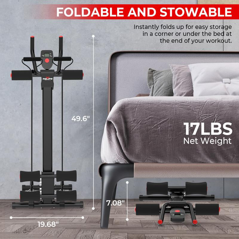 Relifesports Ab Machine, Ab Workout Equipment for Home Gym, Height Adjustable Ab Trainer, Foldable Fitness Equipment with LCD Monitor, Dealsforyoudays