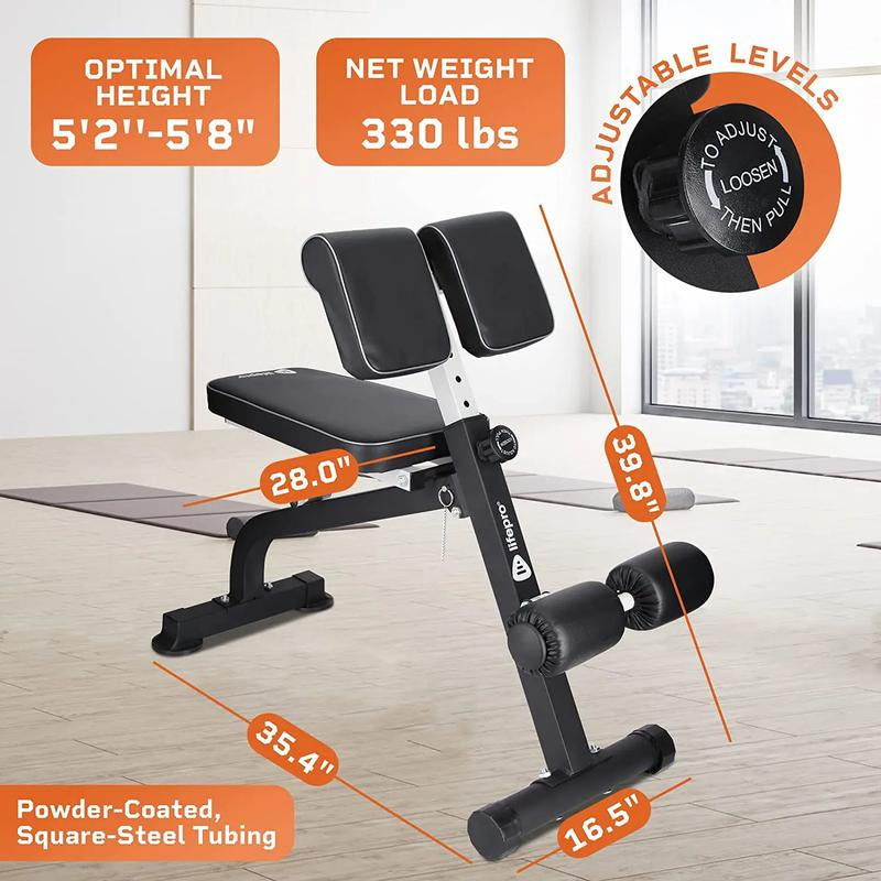 Lifepro Adjustable Roman Chair: Back & Glute Extension Bench for Hamstrings and Core Workouts