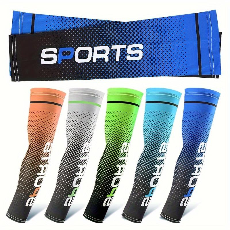 5 Pairs of Ice Sleeves, Ice Cloth Breathable Anti-Ultraviolet Running Arm Sleeves, Fitness Elbow Sports Cycling Outdoor Arm Sleeves, Sports Arm Compression Sleeves, Sun Protection Ice Silk Sleeves, High Elastic Thin Breathable Arm Sleeves, Unisex