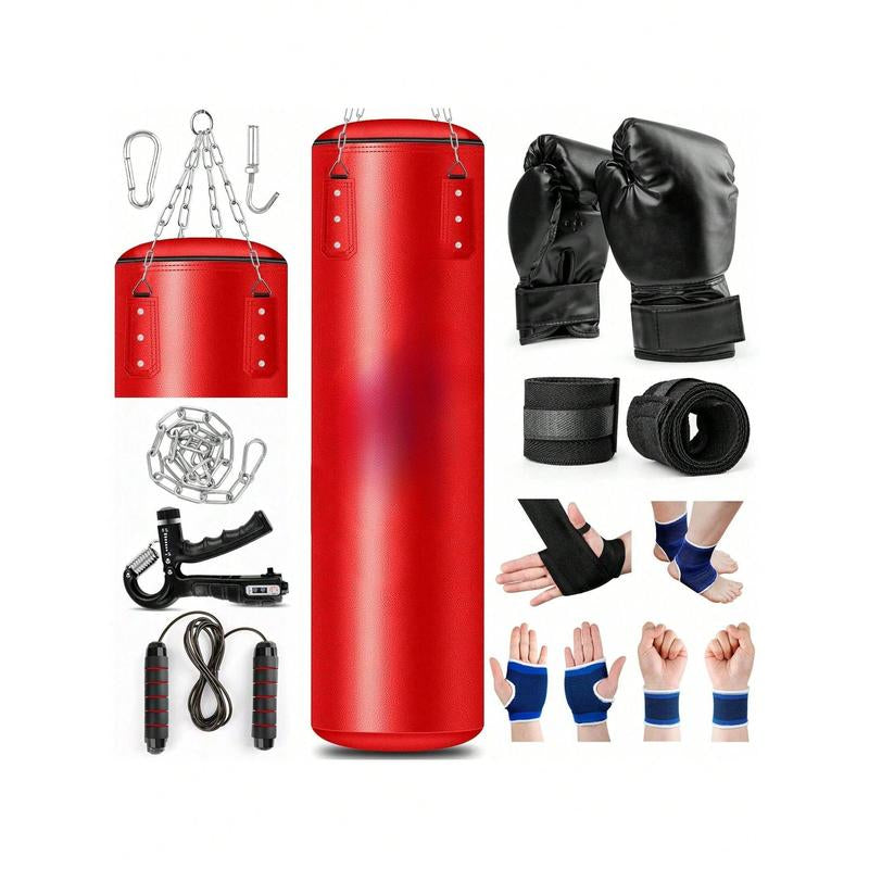 4 FT Heavy Punching Bag for Adults, Unfilled PU Punching Bag with 12 OZ Boxing Gloves for Home Gym MMA Karate Kickboxing Muay Thai Training - Perfect Gift for Men Women