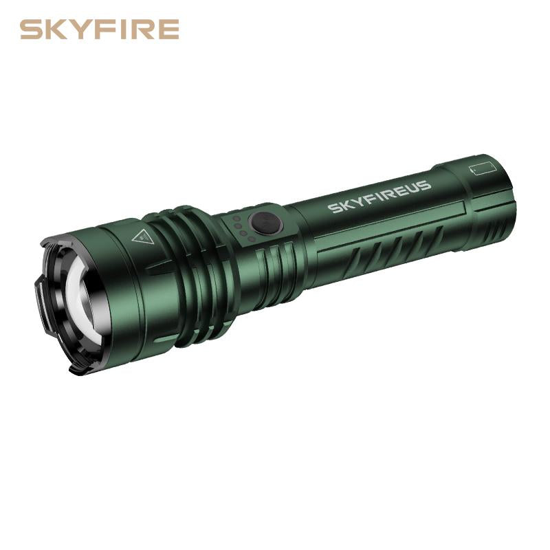 SKYFIRE 1376 LED Flashlight High Lumen Brightness, with Fire-Gathering Lens, Ultra-Bright and Rechargeable, Zoomable, Five Lighting Modes, Essential for Camping, Suitable for Outdoor and Home Use