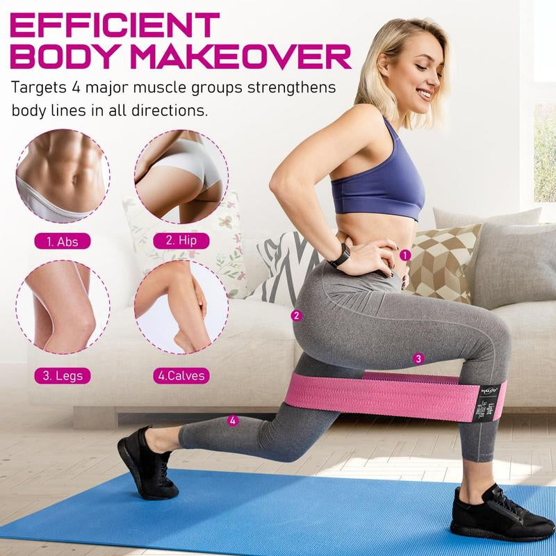 Resistance Bands for Legs and Butt, Fabric Exercise Loop Bands Yoga, Pilates, Rehab, Fitness and Home Workout, Strength Bands for Booty
