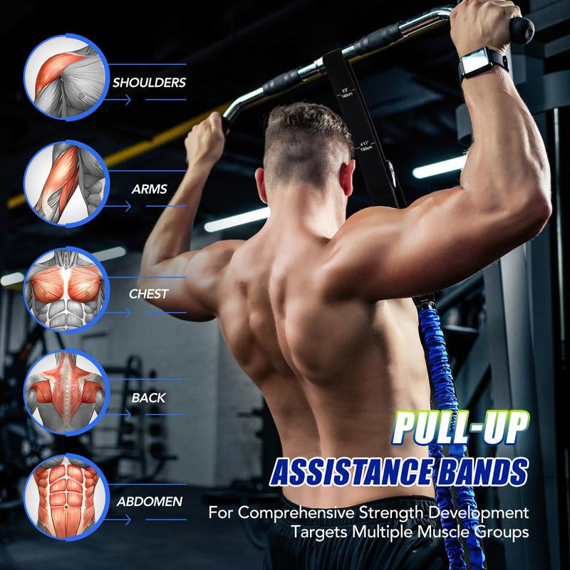 Alongsong Advanced Pull up Assist Bands Set Heavy-Duty Adjustable Weight Support 320Lbs Assistance Belt for Arm Chest Strength Training Equipment on Home Gym Outdoor Workout Stretch Bands Fitness Gear