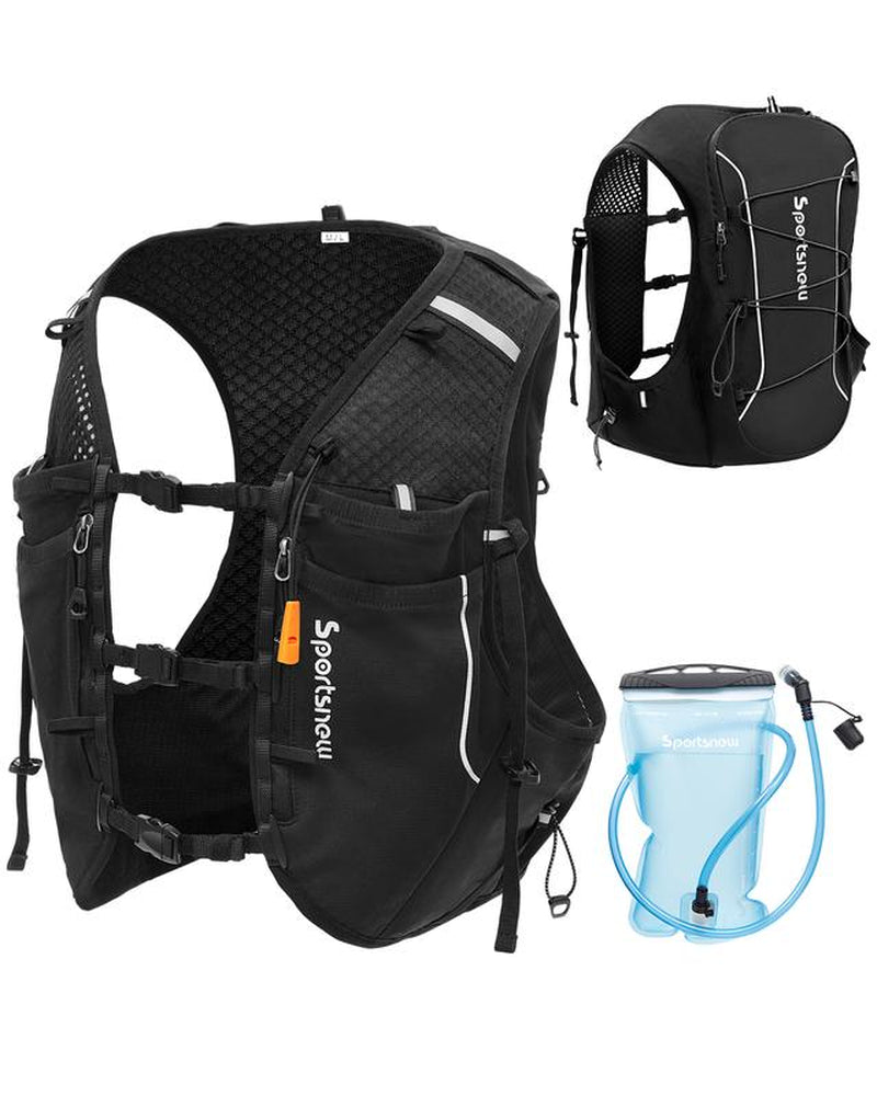 Sportsnew Running Vest for Women Men, Lightweight 10L Hydration Backpack with Waterproof Phone Pocket, 2L Water Bladder or 500Ml Soft Flasks, Breathable Pack for Hiking Trail Running Cycling Marathon Outdoor