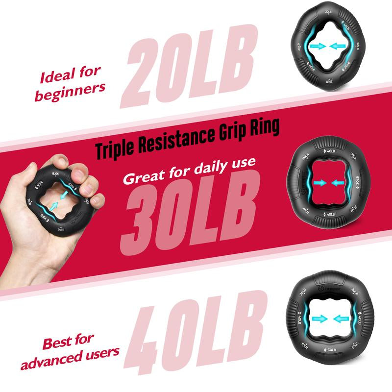 Fitbeast Grip Strength Trainer Kit, Pro Hand and Forearm Strengthener Kit - 6 Pack with Adjustable Resistance and Multi-Function Massage Balls for Hand Therapy, Grip Training, and Recovery