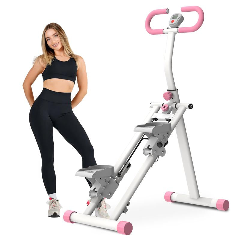 Vertical Climber Stair Stepper for Full-Body Workout with LCD Display Adjustable Handlebars and Pedals 300LBS Loading Capacity Compact Folding Cardio Exercise Climber with Adjustable Step Range