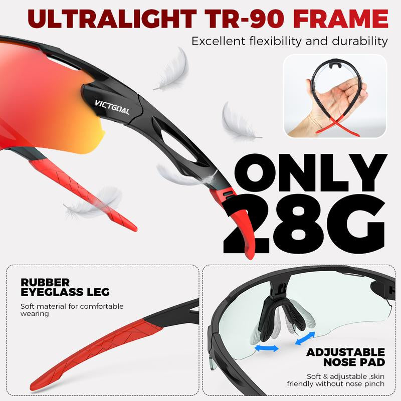 VICTGOAL Photochromic Cycling Glasses for Men Women Outdoor Sports UV400 Protection Bicycle Eyewear MTB Mountain Road Bike Eyeglass