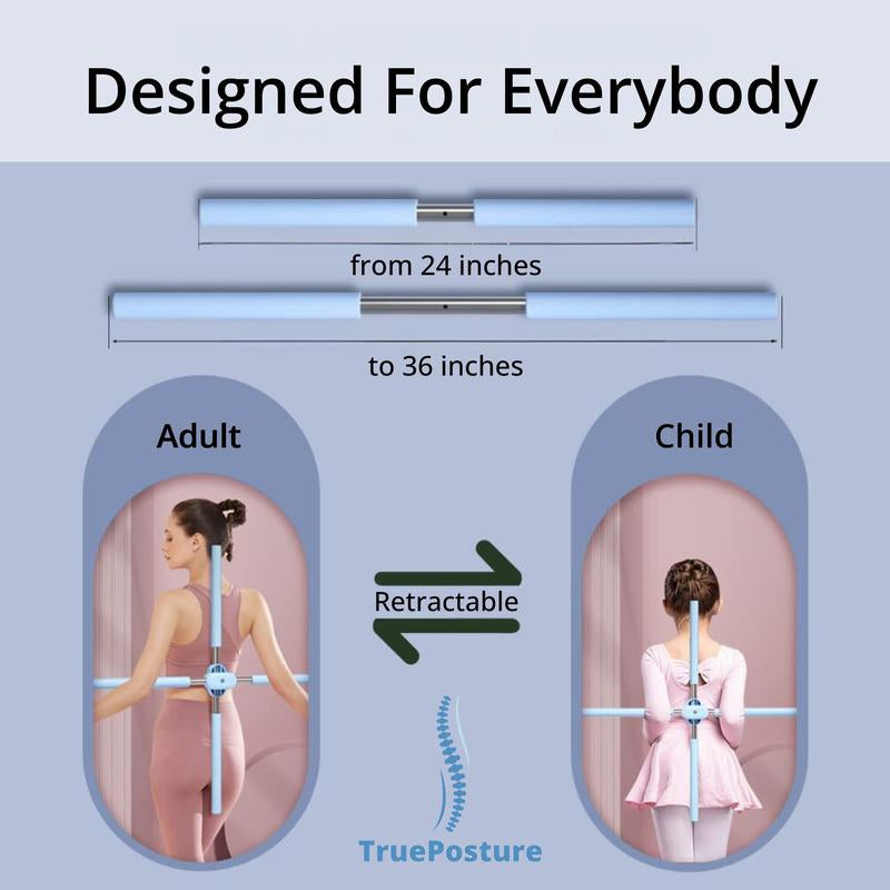 Trueposture Back Extender - Adjustable Yoga and Pilates Stick for Comfort and Stability - Stretching Aid