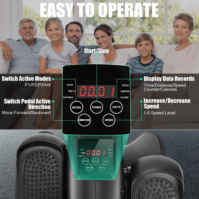 ANCHEER under Desk Elliptical, Electric Seated Pedal Exerciser, Quiet & Compact Mini Elliptical Trainer with Display Monitor and Remote Control, Home Office Leg Exercise Equipment for Seniors Adults