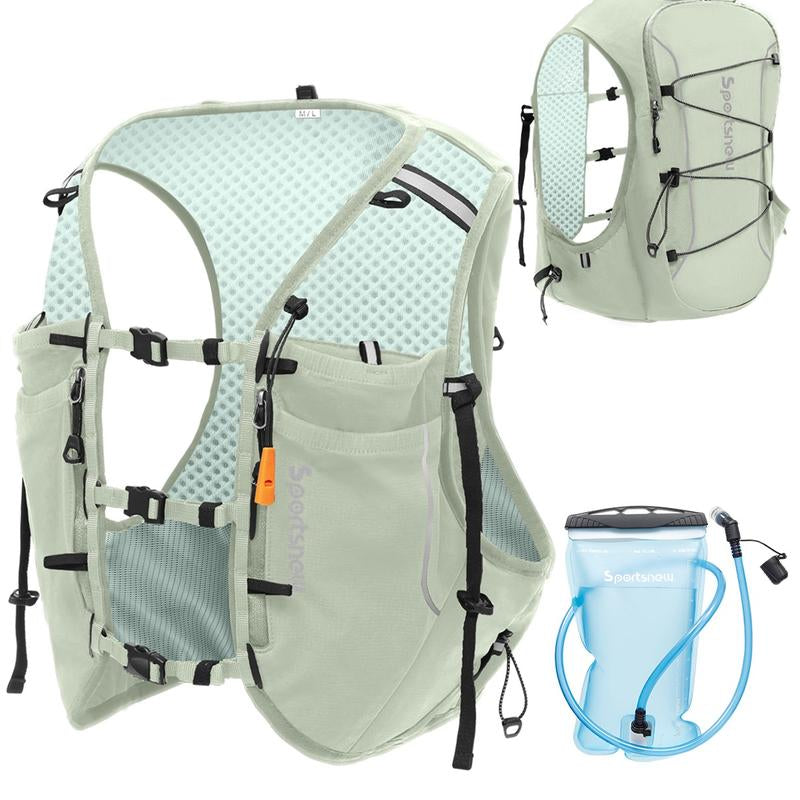 Sportsnew Running Vest for Women Men, Lightweight 10L Hydration Backpack with Waterproof Phone Pocket, 2L Water Bladder or 500Ml Soft Flasks, Breathable Pack for Hiking Trail Running Cycling Marathon Outdoor
