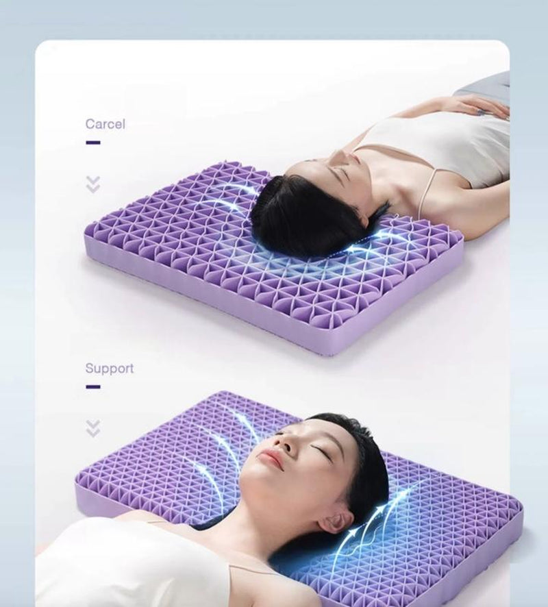 H&D TPE Elastic Pillow for Neck & Shoulder Pain Relief - 100% Elastic Grid Design, Breathable Mesh Cover, Oversized Cool Ergonomic Shape, All-Season Comfort, Skin-Friendly, Washable