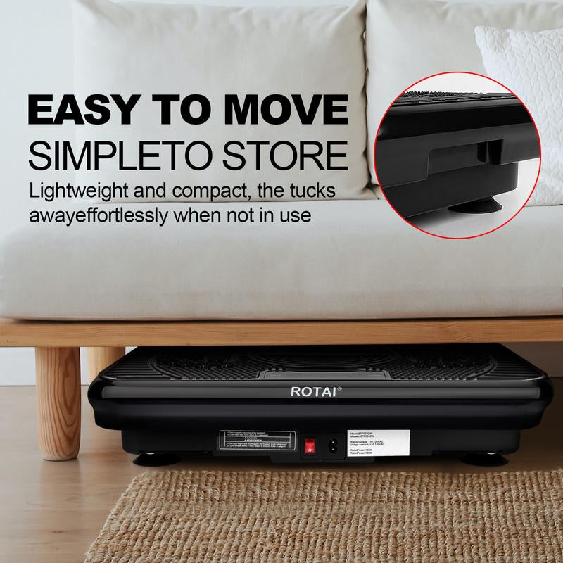 ROTAI Vibration Plate Machine 300Lbs Capacity Bluetooth Music Exercise Machine Comfortable Lymphatic Drainage for Full Body Workout,For Home Gym Fitness Equipment