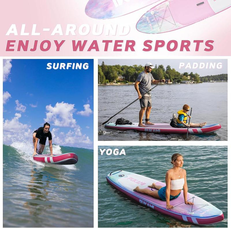 PUKAMI Inflatable Paddle Board for Adults,10.6' Stand up Paddle Board with Premium SUP Accessories & Carry Bag,Paddle,Pump,Leash,Wide Stable Design,Non-Slip Deck,Surf Control for Youth