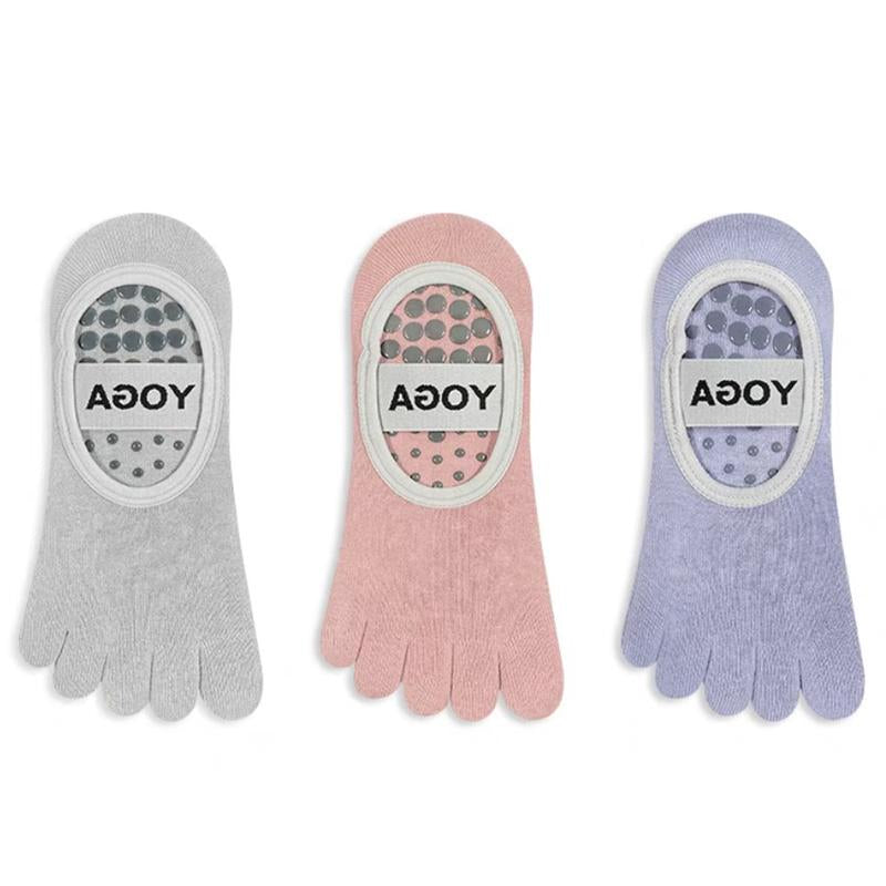 Roiii Yoga Socks for Women with Grips, Non-Slip Five Toe Socks for Clasped Pilates Socks for Ballet Pilates Barre Dance Barefoot Workouts Fitness(Roiiisky29)