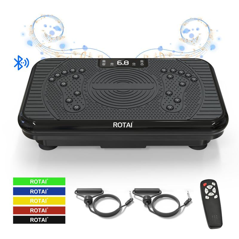 ROTAI Vibration Plate Machine 300Lbs Capacity Bluetooth Music Exercise Machine Comfortable Lymphatic Drainage for Full Body Workout,For Home Gym Fitness Equipment