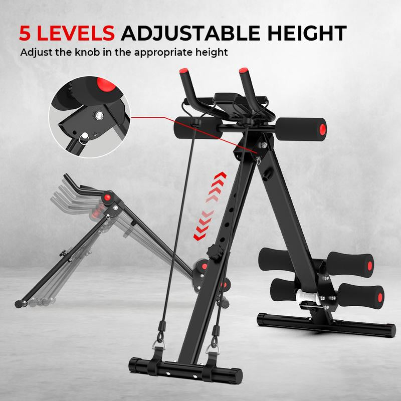 Relifesports Ab Machine, Ab Workout Equipment for Home Gym, Height Adjustable Ab Trainer, Foldable Fitness Equipment with LCD Monitor, Dealsforyoudays