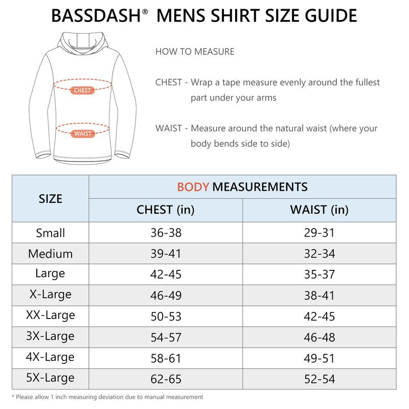 Bassdash UPF 50+ Men’S UV Sun Protection Long Sleeve Hooded Fishing Shirts