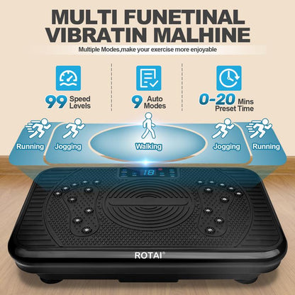 ROTAI Vibration Plate Machine 300Lbs Capacity Bluetooth Music Exercise Machine Comfortable Lymphatic Drainage for Full Body Workout,For Home Gym Fitness Equipment