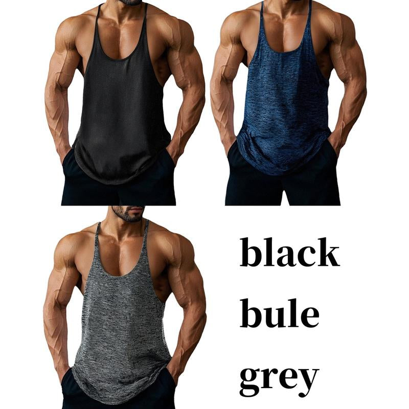 Lehmanlin Men'S Bodybuilding Vest Fitness Gym Shirt Y-Back Muscle Fitness Sports Stretch Quick-Drying Top (3 Pack) Athletic Wear Sleeveless Design Fathersdaygift Workout