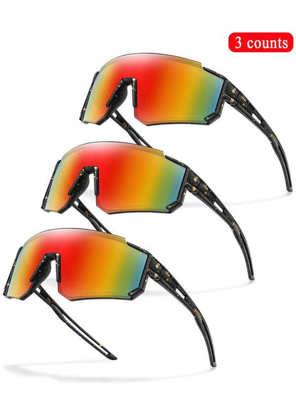 Unisex Random Pattern Polarized Cycling Sunglasses, 5 Counts/Set Uv Protection Outdoor Sports Sunglasses, Sports Eyewear for Men & Women, Suitable for Outdoor Sports, Mountain Bike Glasses, Cycling Goggles, Biking Sunglasses