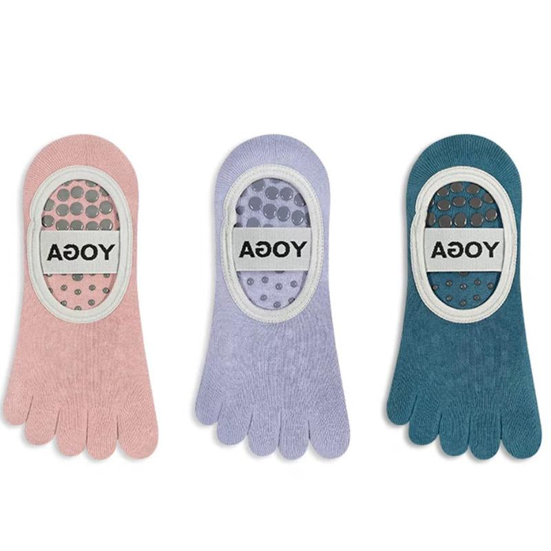 Roiii Yoga Socks for Women with Grips, Non-Slip Five Toe Socks for Clasped Pilates Socks for Ballet Pilates Barre Dance Barefoot Workouts Fitness（Roiiisky29）