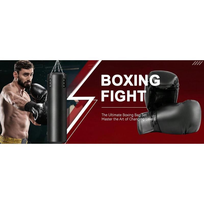 4 FT Heavy Punching Bag for Adults, Unfilled PU Punching Bag with 12 OZ Boxing Gloves for Home Gym MMA Karate Kickboxing Muay Thai Training - Perfect Gift for Men Women