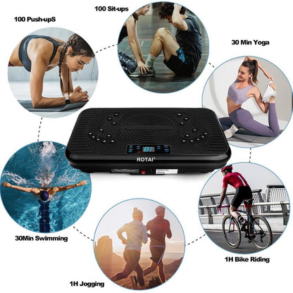 ROTAI Vibration Plate Machine 300Lbs Capacity Bluetooth Music Exercise Machine Comfortable Lymphatic Drainage for Full Body Workout,For Home Gym Fitness Equipment