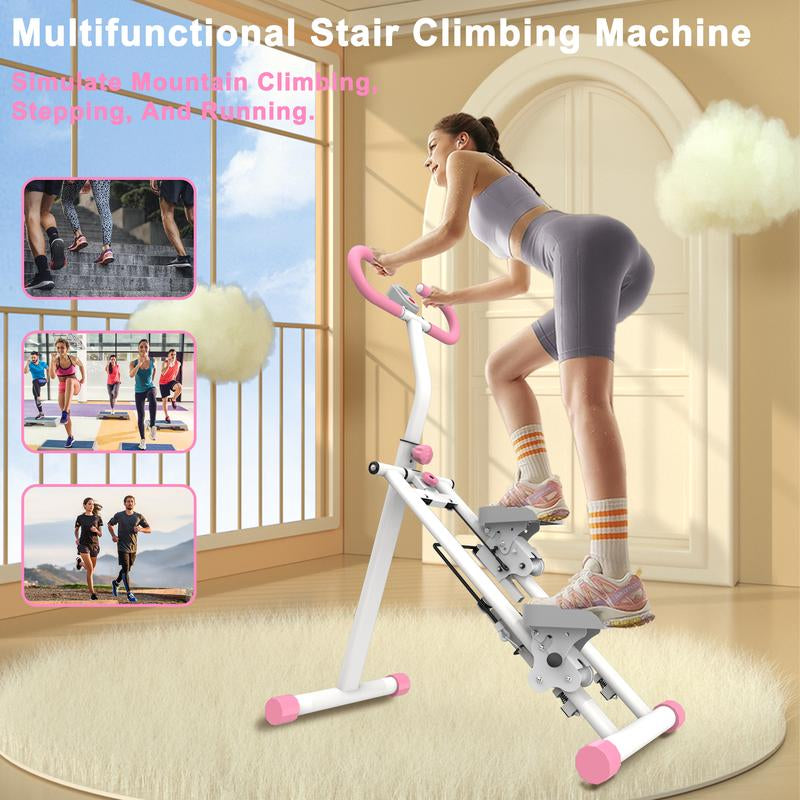 Vertical Climber Stair Stepper for Full-Body Workout with LCD Display Adjustable Handlebars and Pedals 300LBS Loading Capacity Compact Folding Cardio Exercise Climber with Adjustable Step Range