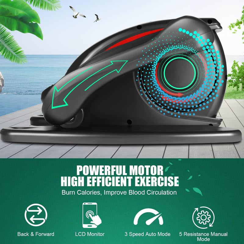 ANCHEER under Desk Elliptical, Electric Seated Pedal Exerciser, Quiet & Compact Mini Elliptical Trainer with Display Monitor and Remote Control, Home Office Leg Exercise Equipment for Seniors Adults