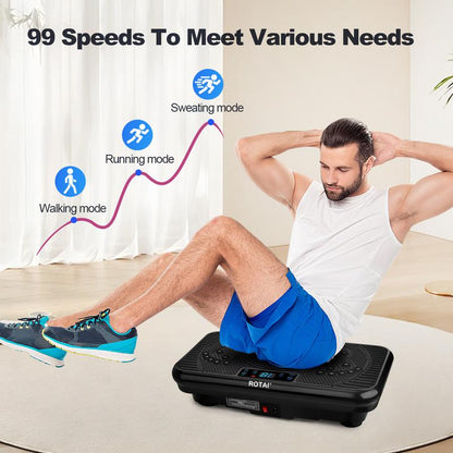 ROTAI Vibration Plate Machine 300Lbs Capacity Bluetooth Music Exercise Machine Comfortable Lymphatic Drainage for Full Body Workout,For Home Gym Fitness Equipment