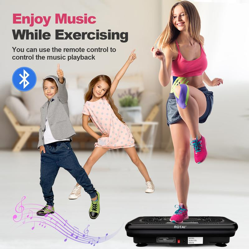 ROTAI Vibration Plate Machine 300Lbs Capacity Bluetooth Music Exercise Machine Comfortable Lymphatic Drainage for Full Body Workout,For Home Gym Fitness Equipment