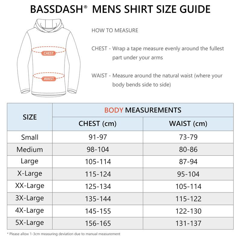Bassdash UPF 50+ Men’S UV Sun Protection Long Sleeve Hooded Fishing Shirts