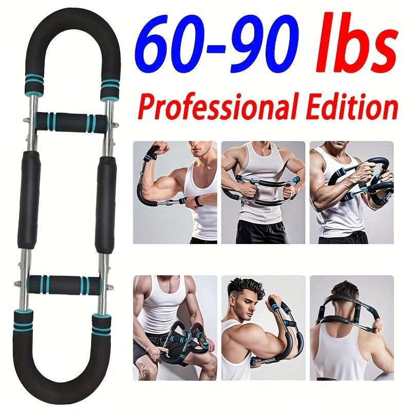 【NEW Version】2025 Pro Adjustable Arm&Chest Muscle Trainer for Men-Detachable Stainless Fitness Tool with Blue Grips, Ideal for Beginners and Enthusiasts, Black, Strength Training Accessory | Adjustable Resistance | Anti-Slip Grips, Home Workout Equipment
