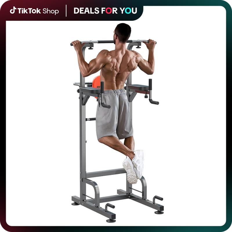 Relifesports Adjustable Power Tower Workout Station Dip Station Pull up Leg Press for Home Gym Strength Training Fitness Equipment 450LBS