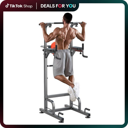 Relifesports Adjustable Power Tower Workout Station Dip Station Pull up Leg Press for Home Gym Strength Training Fitness Equipment 450LBS