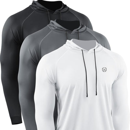 NELEUS Men'S 3 Pack Long Sleeve Drawstring Hoodie Athletic Shirts, Workout Hoodies