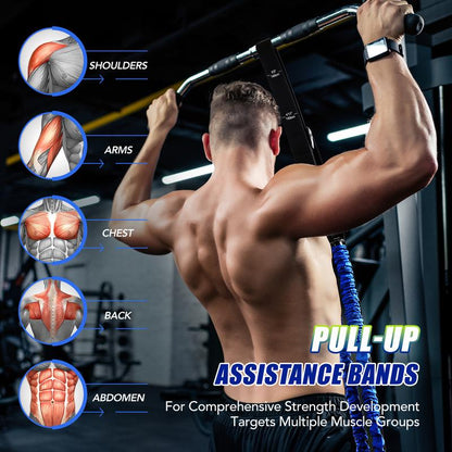 Alongsong Advanced Pull up Assist Bands Set Heavy-Duty Adjustable Weight Support 320Lbs Assistance Belt for Arm Chest Strength Training Equipment on Home Gym Outdoor Workout Stretch Bands Fitness Gear