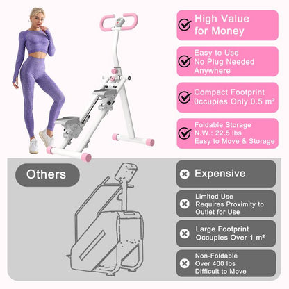 Vertical Climber Stair Stepper for Full-Body Workout with LCD Display Adjustable Handlebars and Pedals 300LBS Loading Capacity Compact Folding Cardio Exercise Climber with Adjustable Step Range