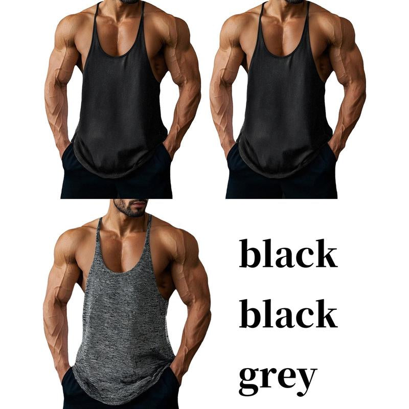 Lehmanlin Men'S Bodybuilding Vest Fitness Gym Shirt Y-Back Muscle Fitness Sports Stretch Quick-Drying Top (3 Pack) Athletic Wear Sleeveless Design Fathersdaygift Workout