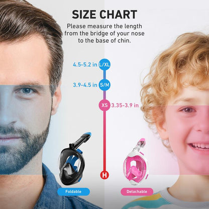 G2RISE Adults & Kids Snorkeling Set Gear, Full Face Snorkel Mask with Detachable Camera Mount, Safe Breathing, anti Fog anti Leak, with Swimming Earplug, Travel Friendly, Beginner Friendly