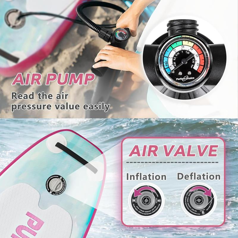 PUKAMI Inflatable Paddle Board for Adults,10.6' Stand up Paddle Board with Premium SUP Accessories & Carry Bag,Paddle,Pump,Leash,Wide Stable Design,Non-Slip Deck,Surf Control for Youth