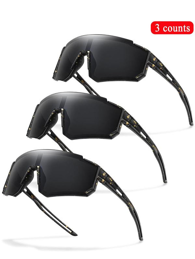 Unisex Random Pattern Polarized Cycling Sunglasses, 5 Counts/Set Uv Protection Outdoor Sports Sunglasses, Sports Eyewear for Men & Women, Suitable for Outdoor Sports, Mountain Bike Glasses, Cycling Goggles, Biking Sunglasses