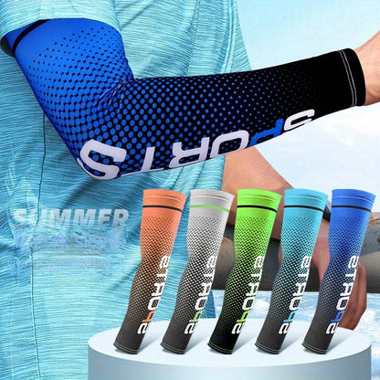 5 Pairs of Ice Sleeves, Ice Cloth Breathable Anti-Ultraviolet Running Arm Sleeves, Fitness Elbow Sports Cycling Outdoor Arm Sleeves, Sports Arm Compression Sleeves, Sun Protection Ice Silk Sleeves, High Elastic Thin Breathable Arm Sleeves, Unisex