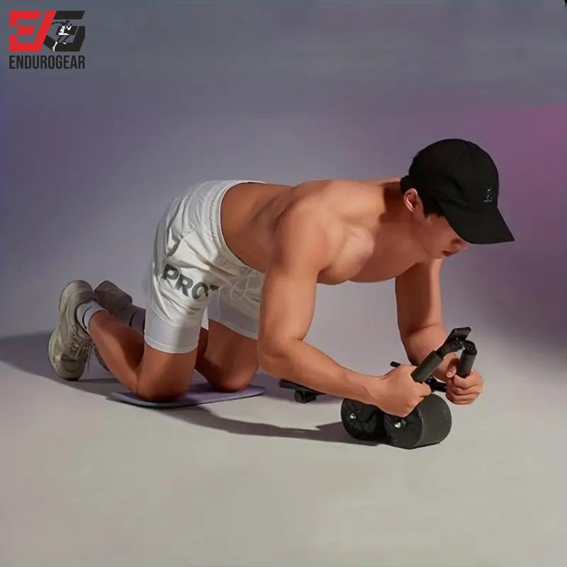 Ab Roller Wheel with Elbow Support & Automatic Rebound – Double-Wheel Core & Abs Exercise Roller + Knee Mat | ENDUROGEAR
