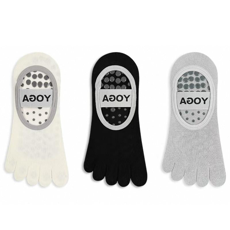 Roiii Yoga Socks for Women with Grips, Non-Slip Five Toe Socks for Clasped Pilates Socks for Ballet Pilates Barre Dance Barefoot Workouts Fitness（Roiiisky29）