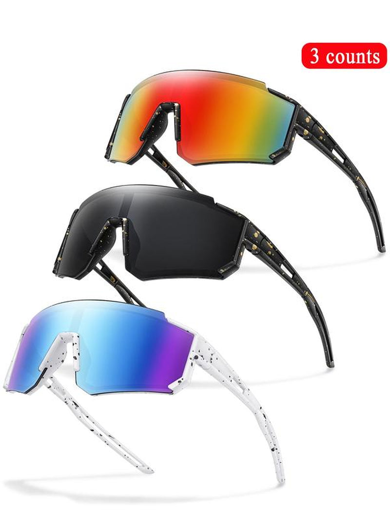 Unisex Random Pattern Polarized Cycling Sunglasses, 5 Counts/Set Uv Protection Outdoor Sports Sunglasses, Sports Eyewear for Men & Women, Suitable for Outdoor Sports, Mountain Bike Glasses, Cycling Goggles, Biking Sunglasses